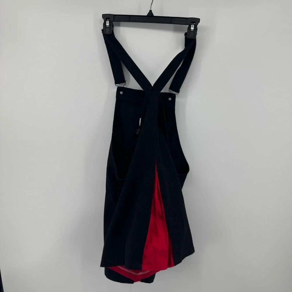 Disney Mickey Mouse Black Denim‎ Pinafore Dress Red Contrast Kids Small